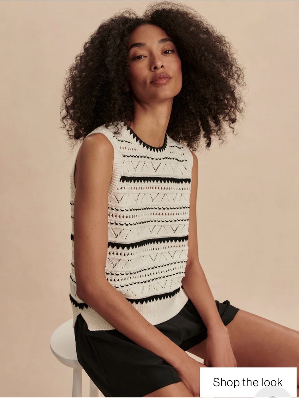 NWT Varley Athena black & white Pointelle Knit Vest Small